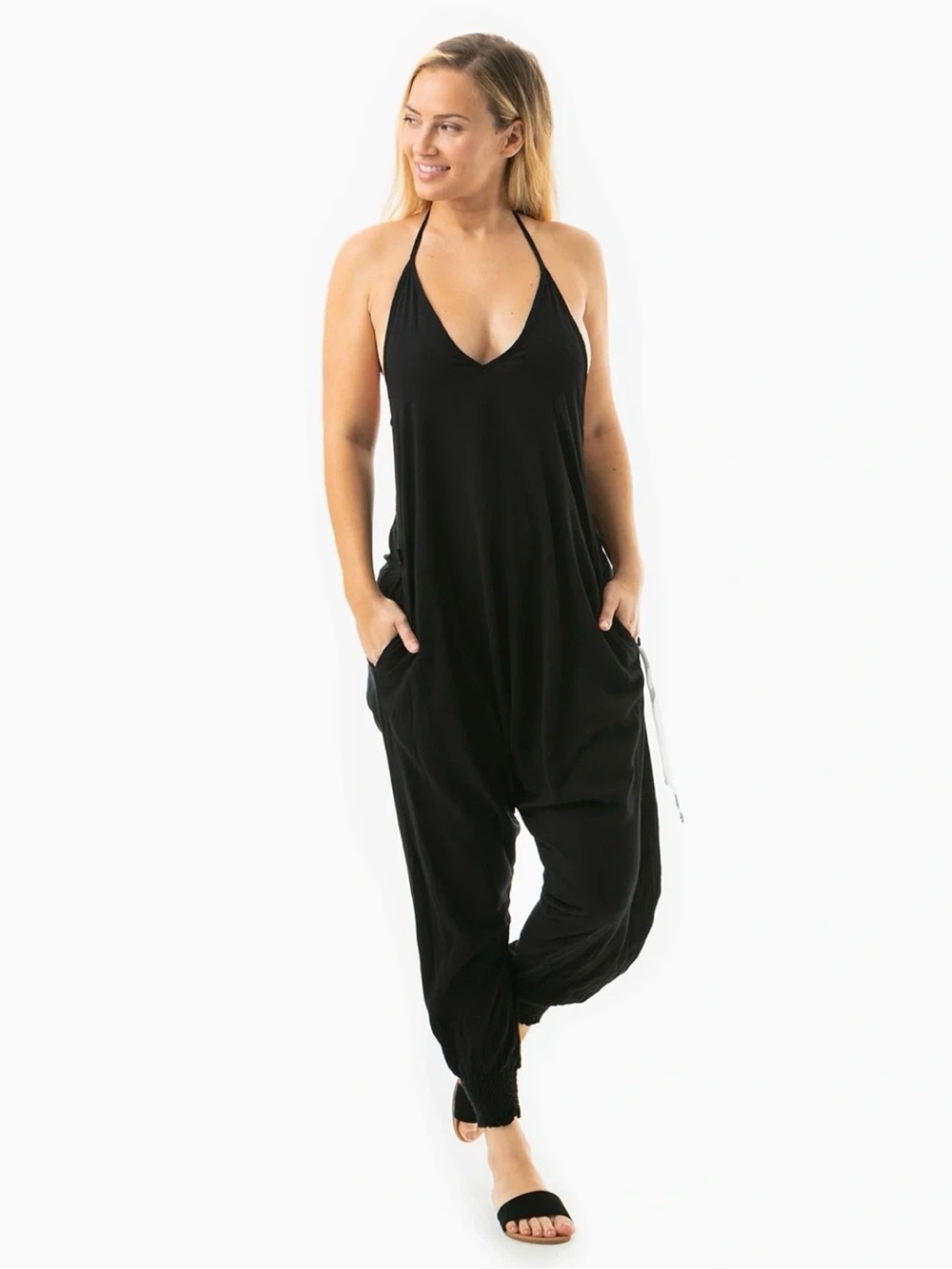 Buddha Pants Savannah Solid Harem Jumpsuit in Black